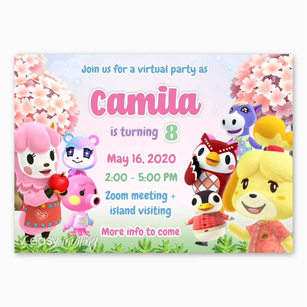 Animal Crossing Birthday Invitation for Girls - Print Me Pretty