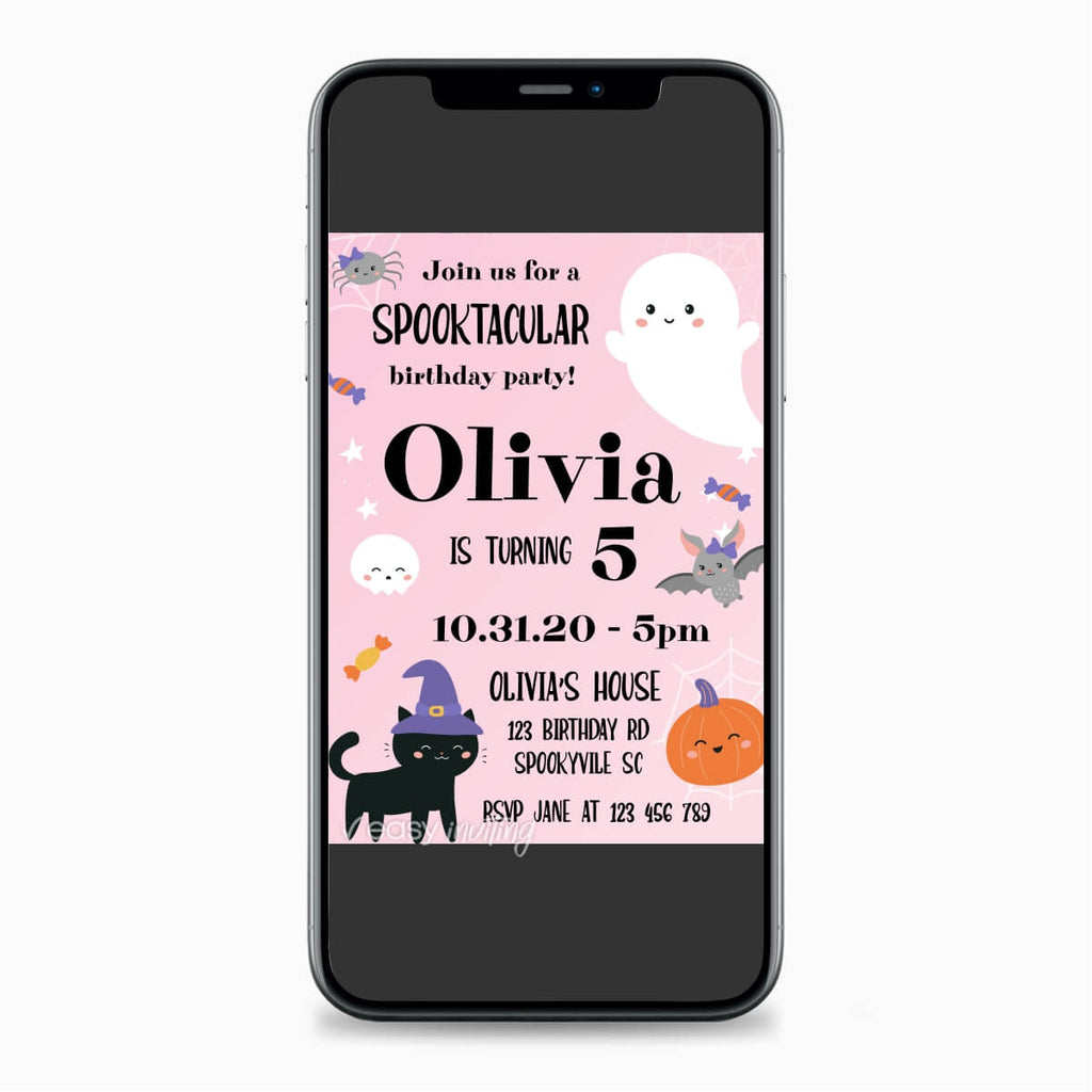 Cute Halloween Birthday Invitation for Girls - Print Me Pretty