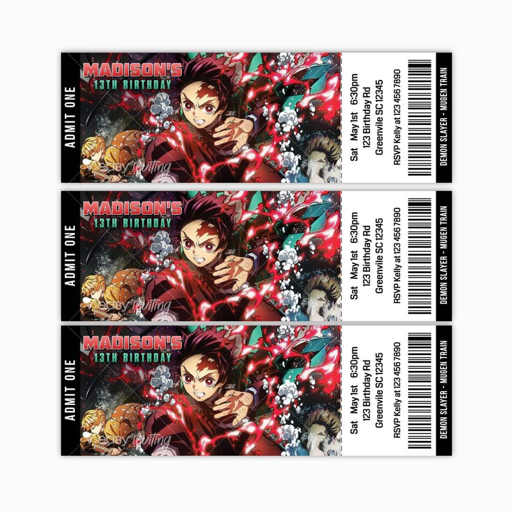 Demon Slayer Mugen Train Movie Ticket Invitation - Print Me Pretty