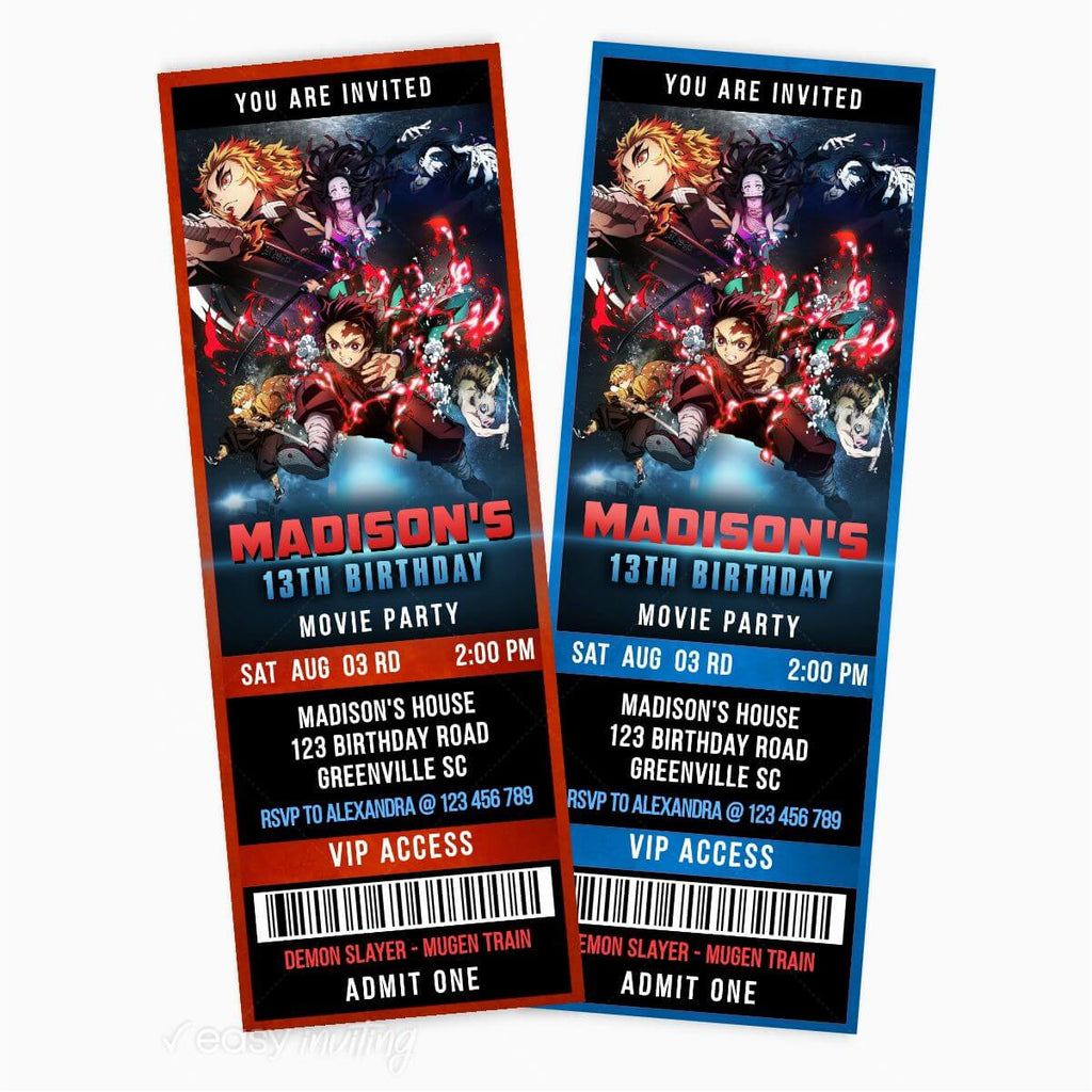 Demon Slayer Mugen Train Ticket Invitation - Print Me Pretty