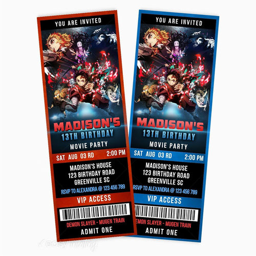 Demon Slayer Mugen Train Ticket Invitation - Print Me Pretty