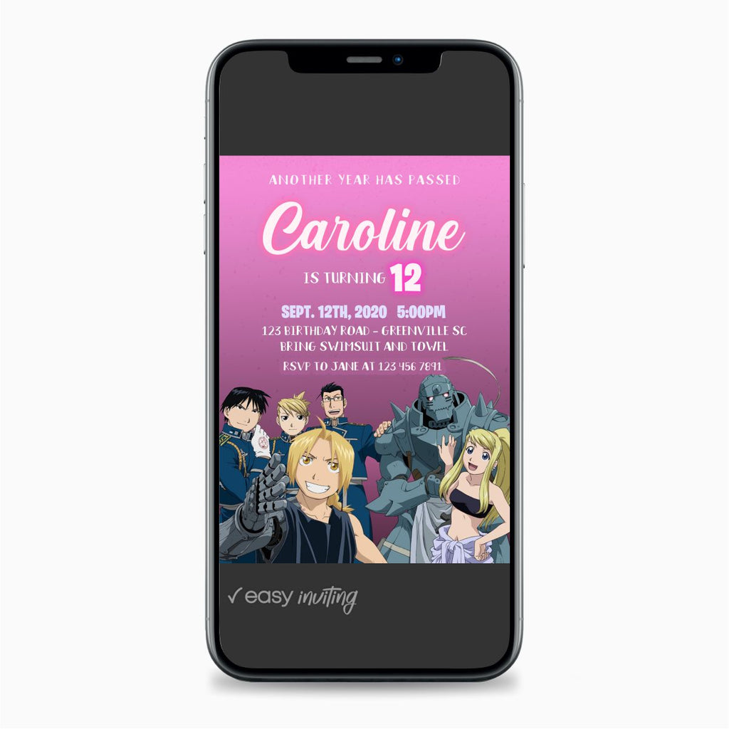 Fullmetal Alchemist Birthday Invitation for Girls - Print Me Pretty