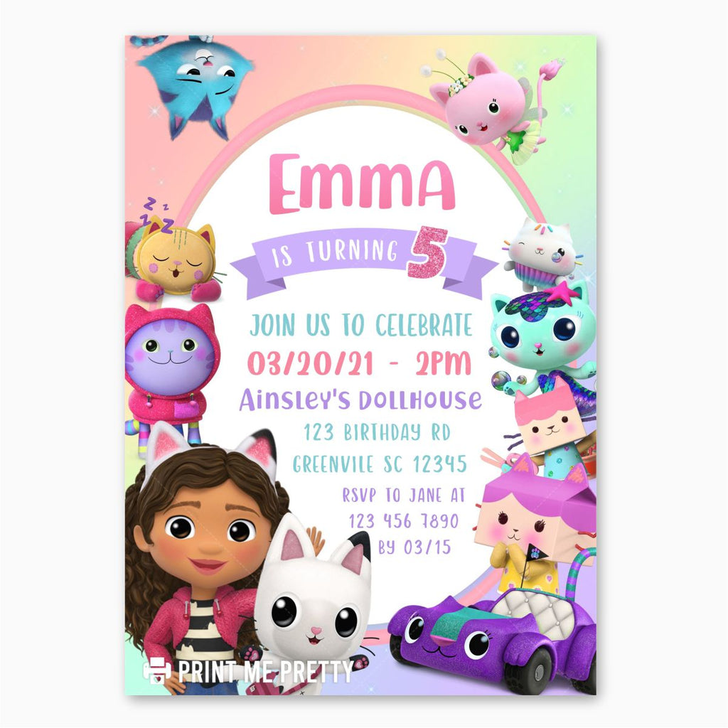 Gabby's Dollhouse Birthday Invitation Printable - Print Me Pretty