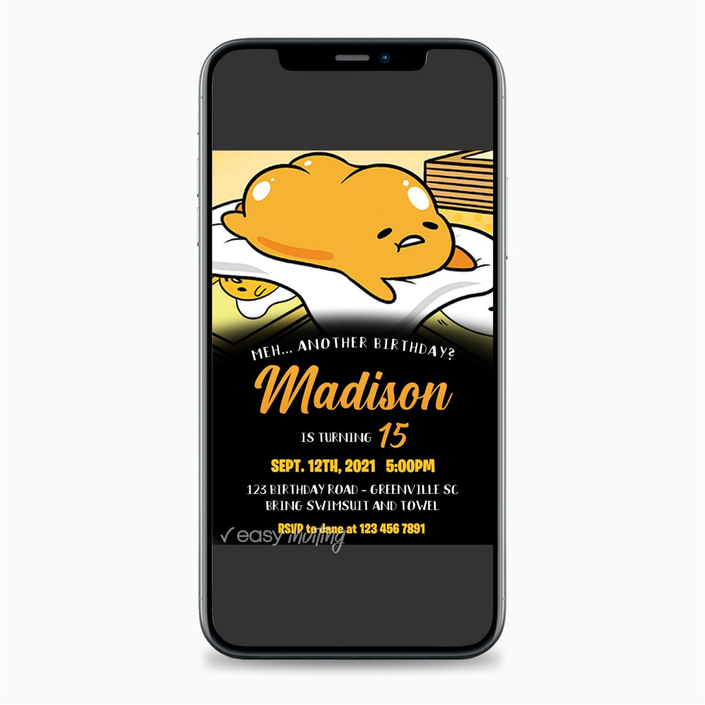 Gudetama Birthday Invitation - Print Me Pretty