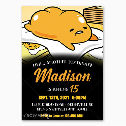 Gudetama Birthday Invitation - Print Me Pretty