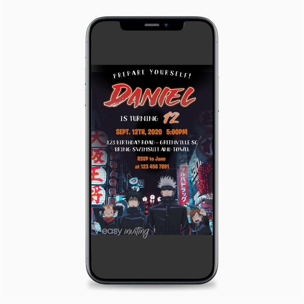 Jujutsu Kaisen Birthday Invitation - Print Me Pretty