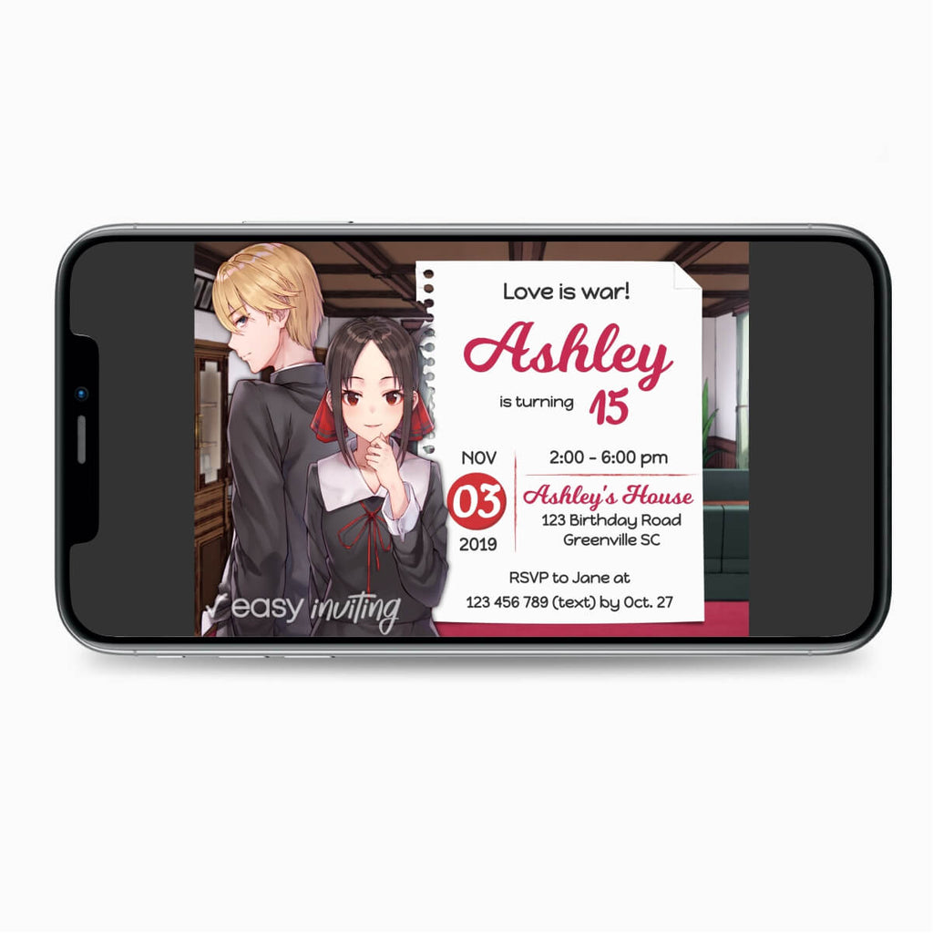 Kaguya Sama - Love is War! Birthday Invitation - Print Me Pretty