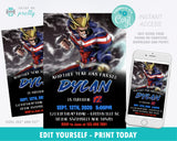 My Hero Academia All Might Birthday Invitation