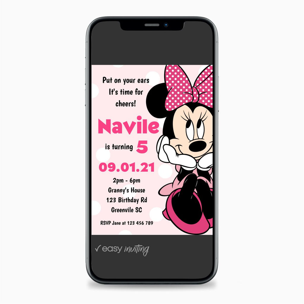 Pink Minnie Mouse Birthday Invitation - Print Me Pretty