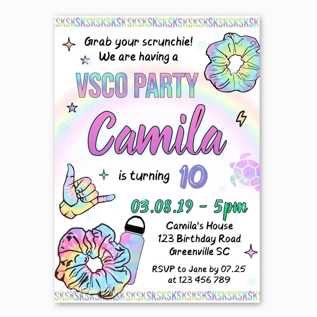 VSCO Girl Birthday Invitation - Print Me Pretty