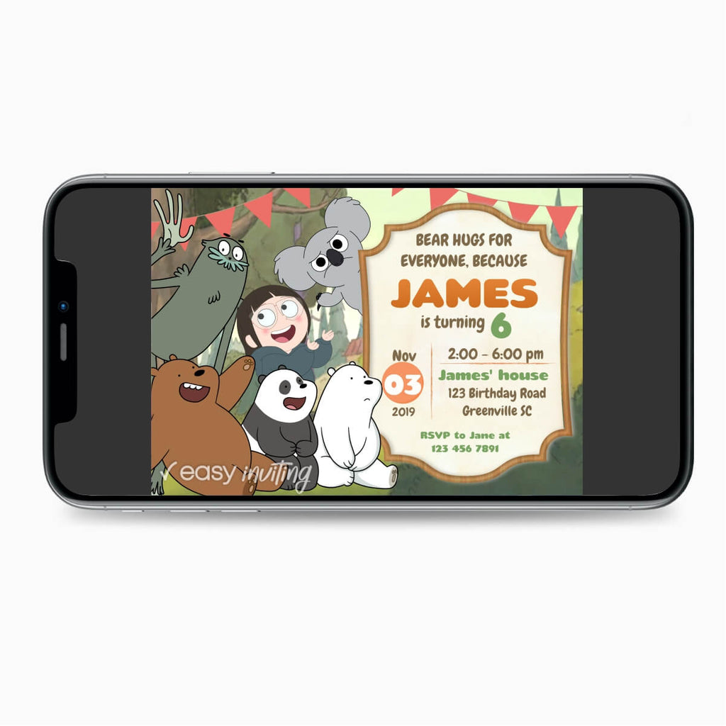 We Bare Bears Birthday Invitation - Print Me Pretty