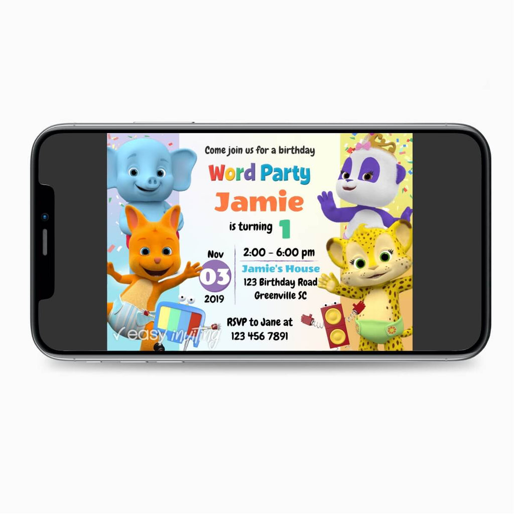 Word Party Birthday Invitation - Print Me Pretty