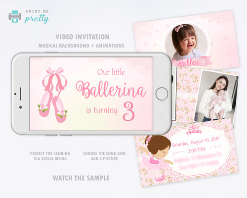 Ballerina Video Invitation for Birthday - Print Me Pretty