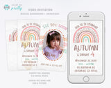 Boho Rainbow Birthday Invitation Video Animated Card