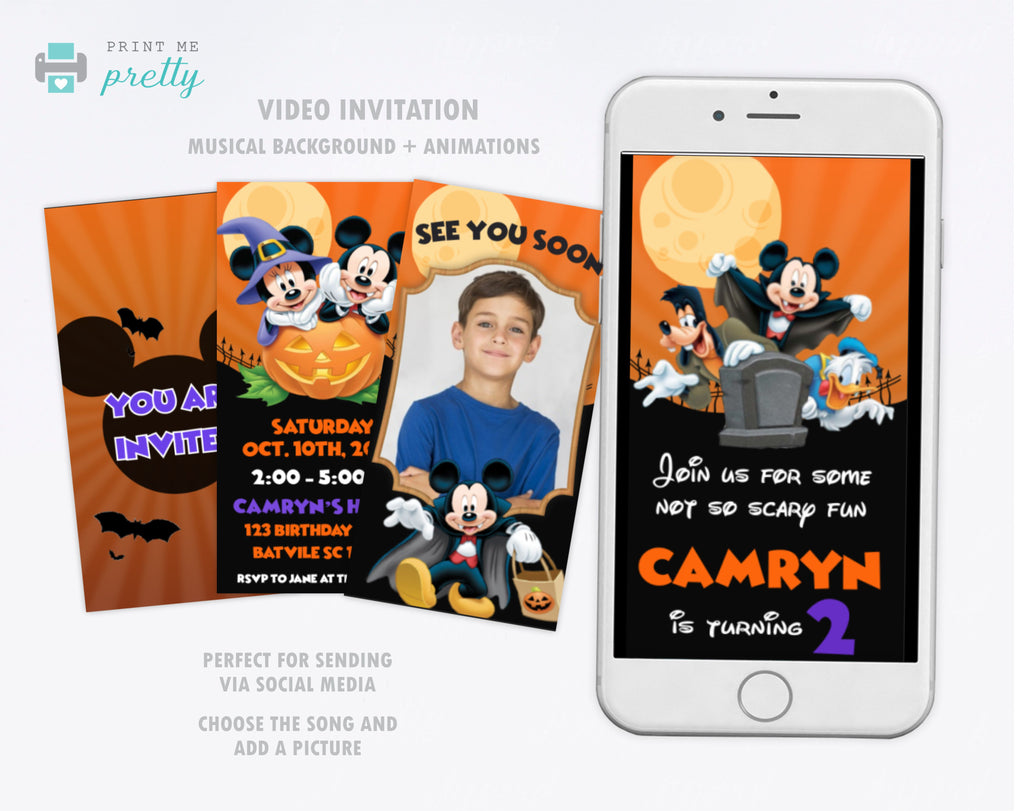 Mickey Halloween Video Invitation - Print Me Pretty