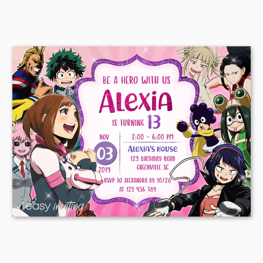 My Hero Academia Birthday Invitation Printable - Print Me Pretty