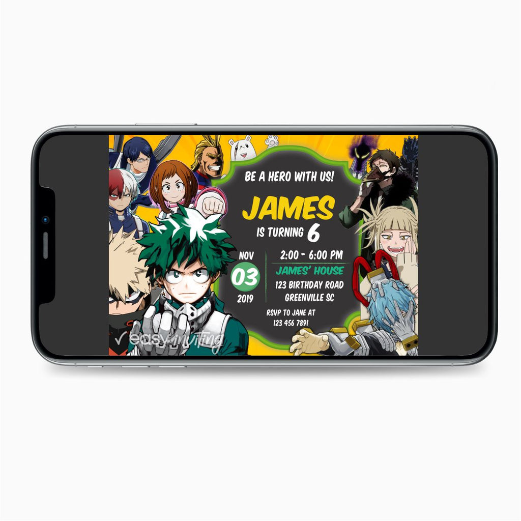 My Hero Academia Birthday Invitation Printable - Print Me Pretty