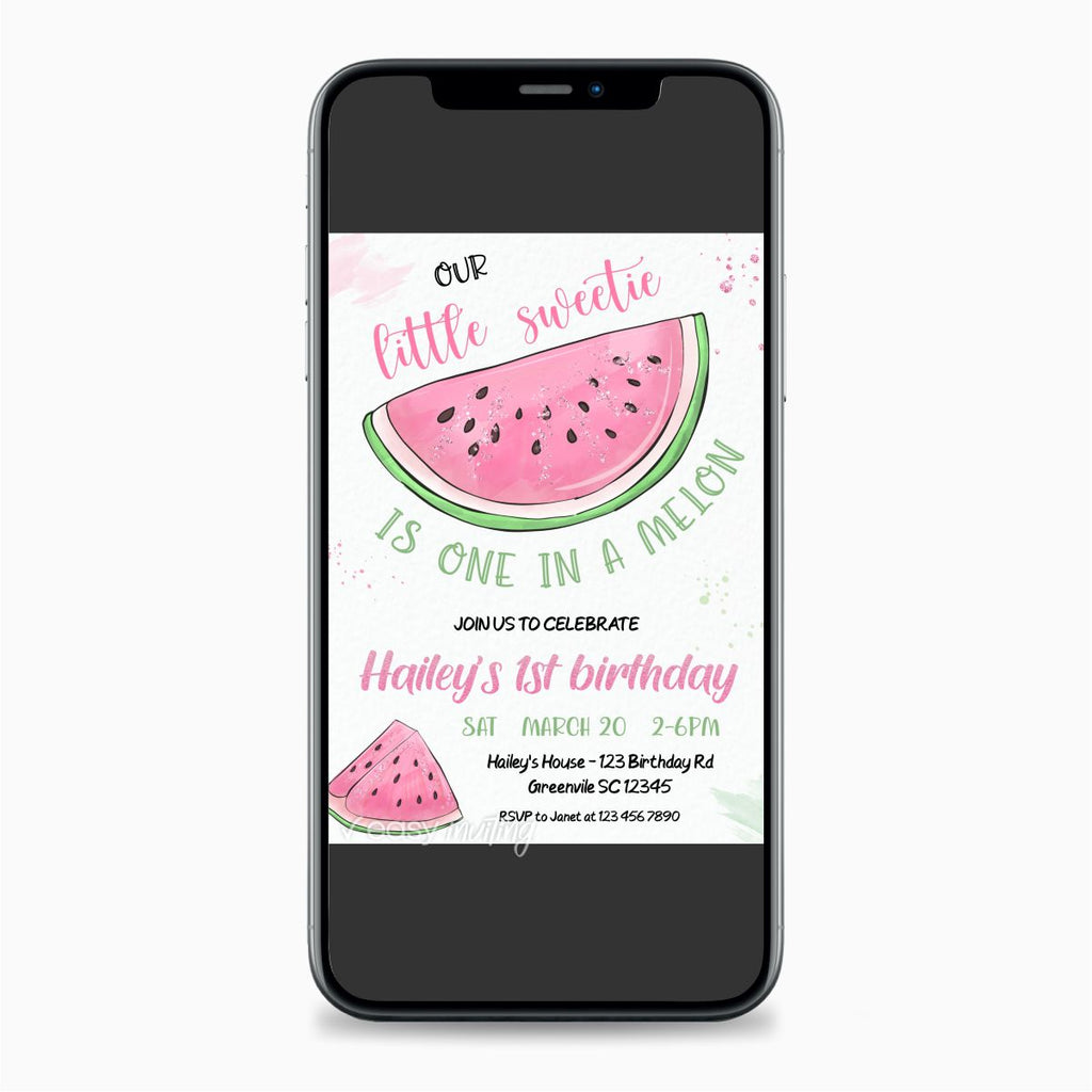 One in a Melon Watermelon Birthday Invitation - Print Me Pretty