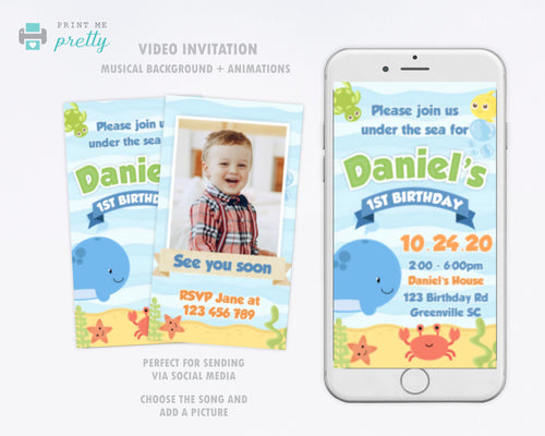 Under the Sea Birthday Invitation Video Animated Card - Print Me Pretty