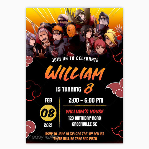 Akatsuki Birthday Invitation - Easy Inviting