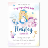 Alice in Wonderland Birthday Invitation in Watercolor