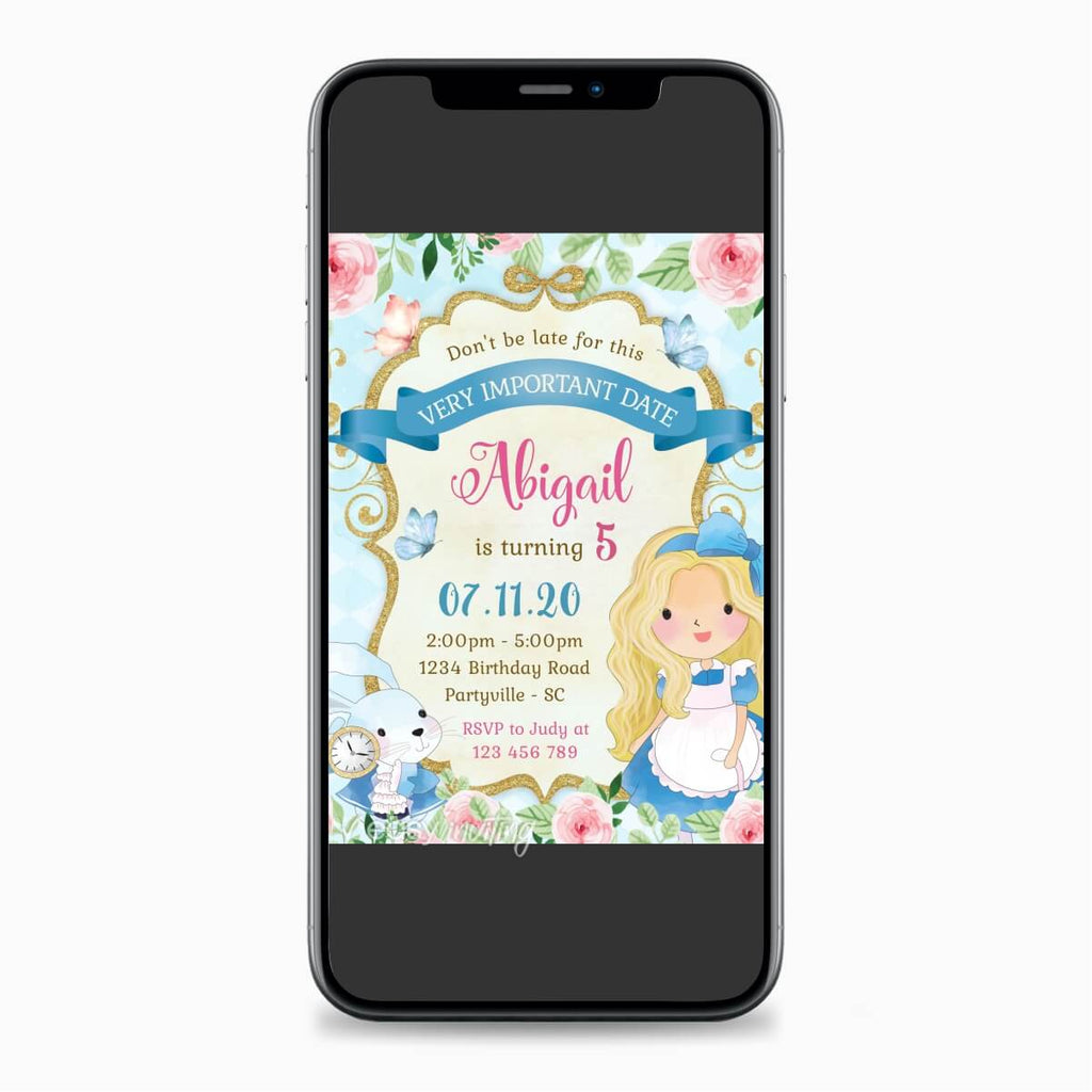 Alice in Wonderland Birthday Invitation - Print Me Pretty