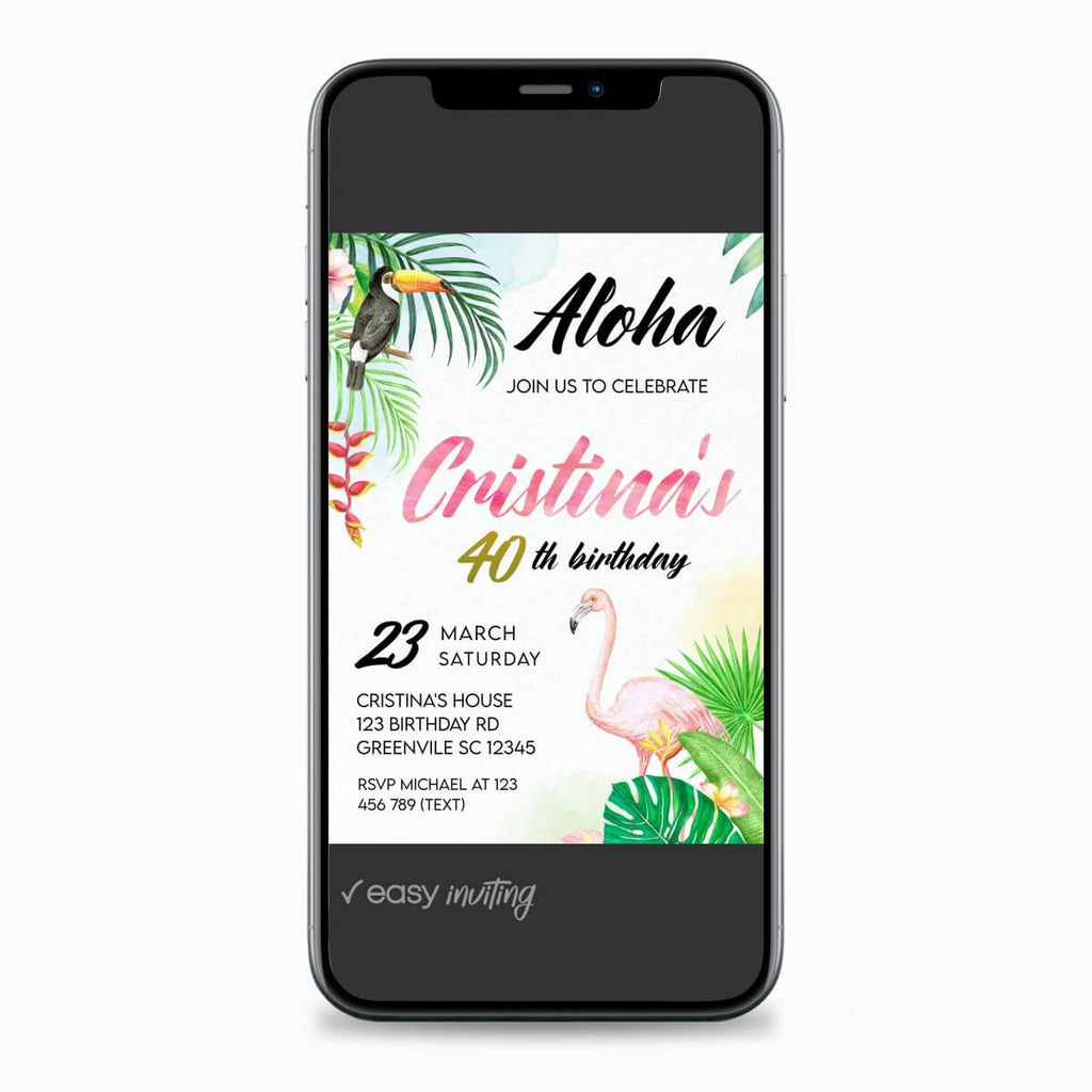 Luau Tropical Birthday Invitation - Print Me Pretty