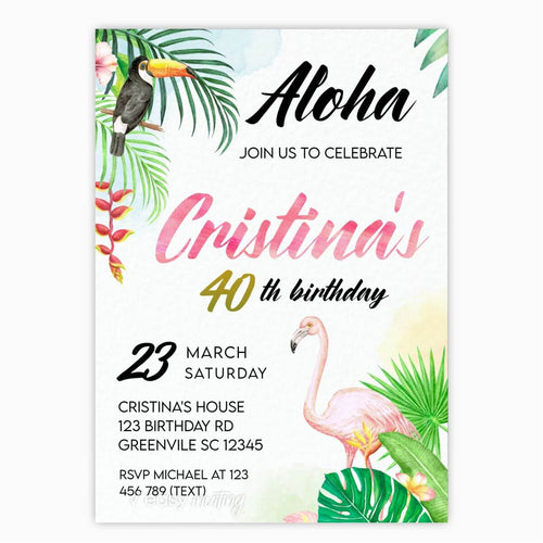 Luau Tropical Birthday Invitation - Print Me Pretty
