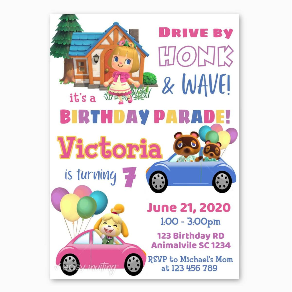 Animal Crossing Birthday Parade Invitation Girls - Print Me Pretty