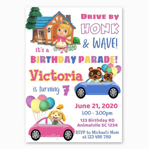 Animal Crossing Birthday Parade Invitation Girls - Print Me Pretty
