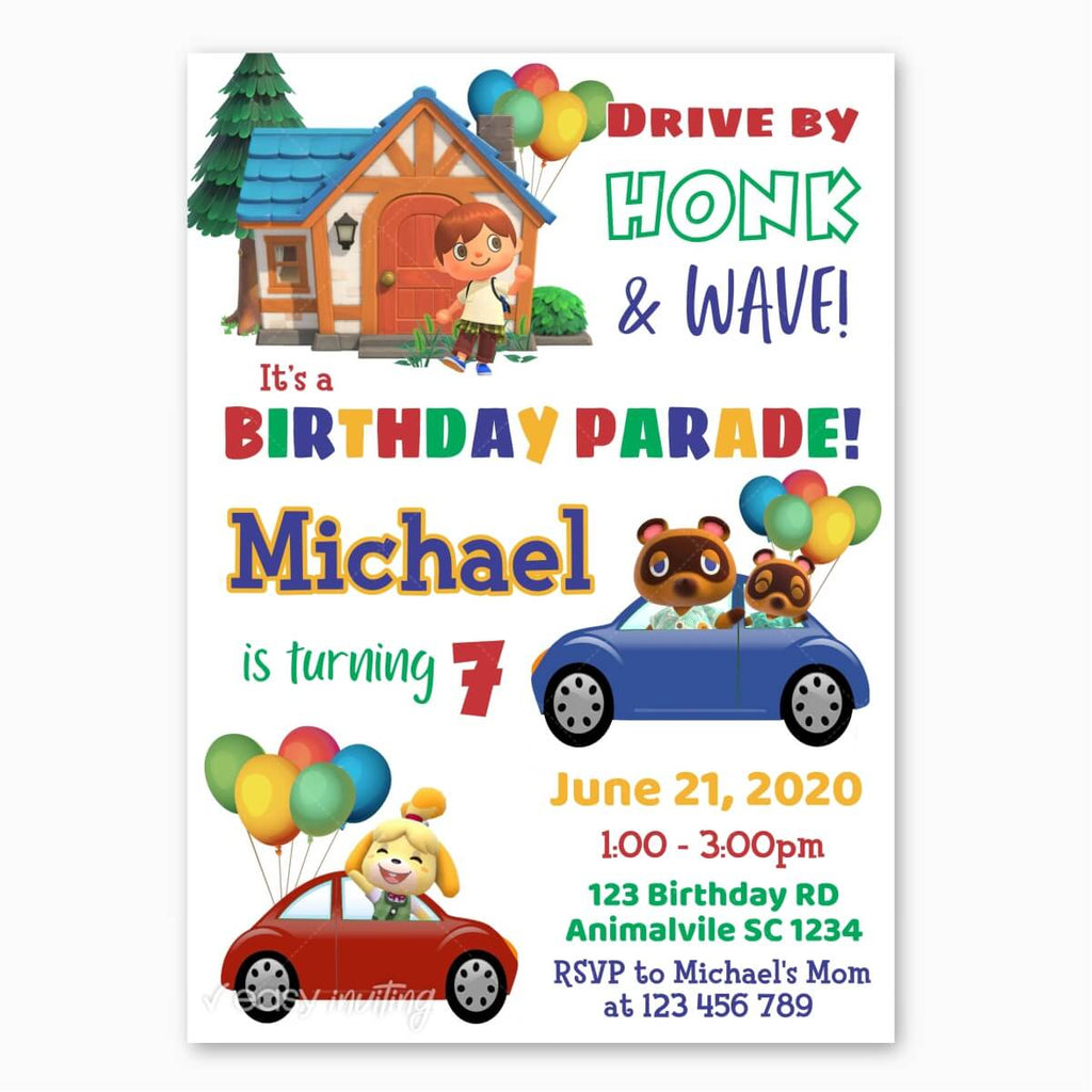 Animal Crossing Birthday Parade Invitation - Print Me Pretty