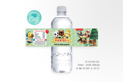 Animal Crossing Water Bottle Wrap - Print Me Pretty