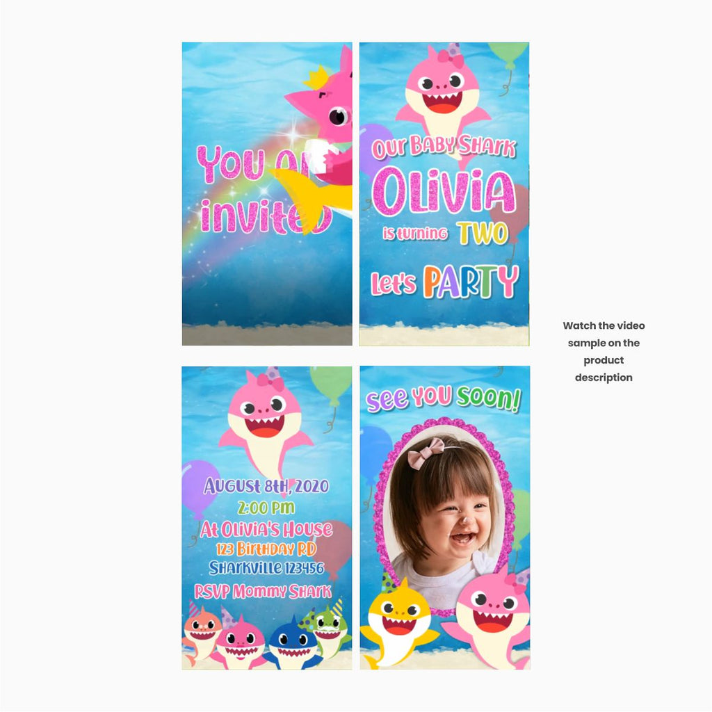 Baby Shark Video Invitation for Girls - Print Me Pretty