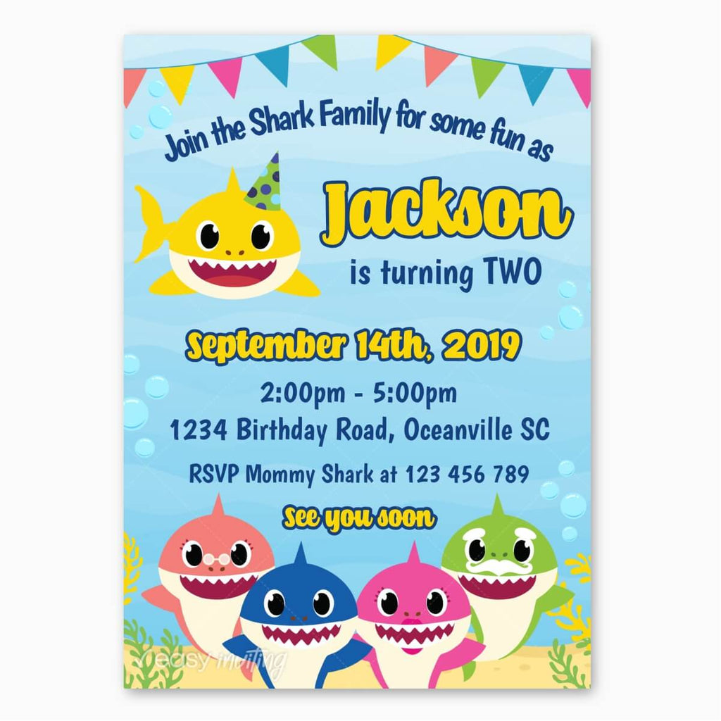 Baby Shark Birthday Invitation - Print Me Pretty