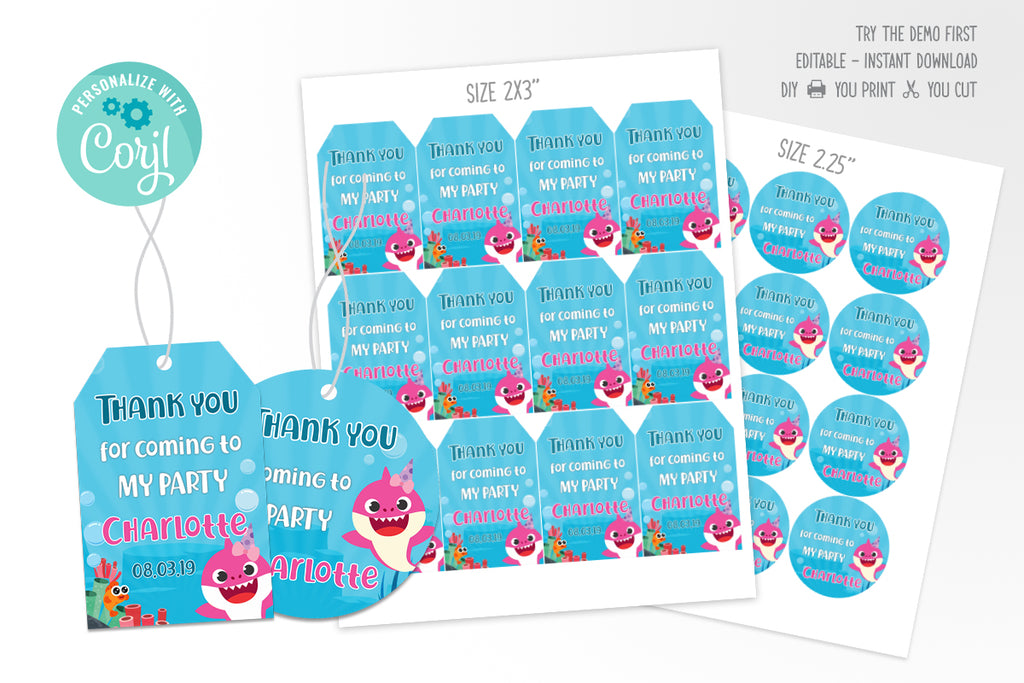 Baby Shark Party Favors Tag Printable - Print Me Pretty