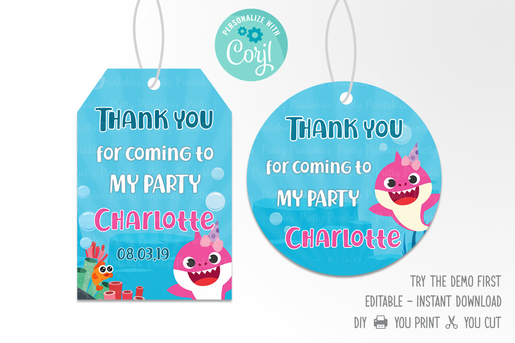 Baby Shark Party Favors Tag Printable - Print Me Pretty