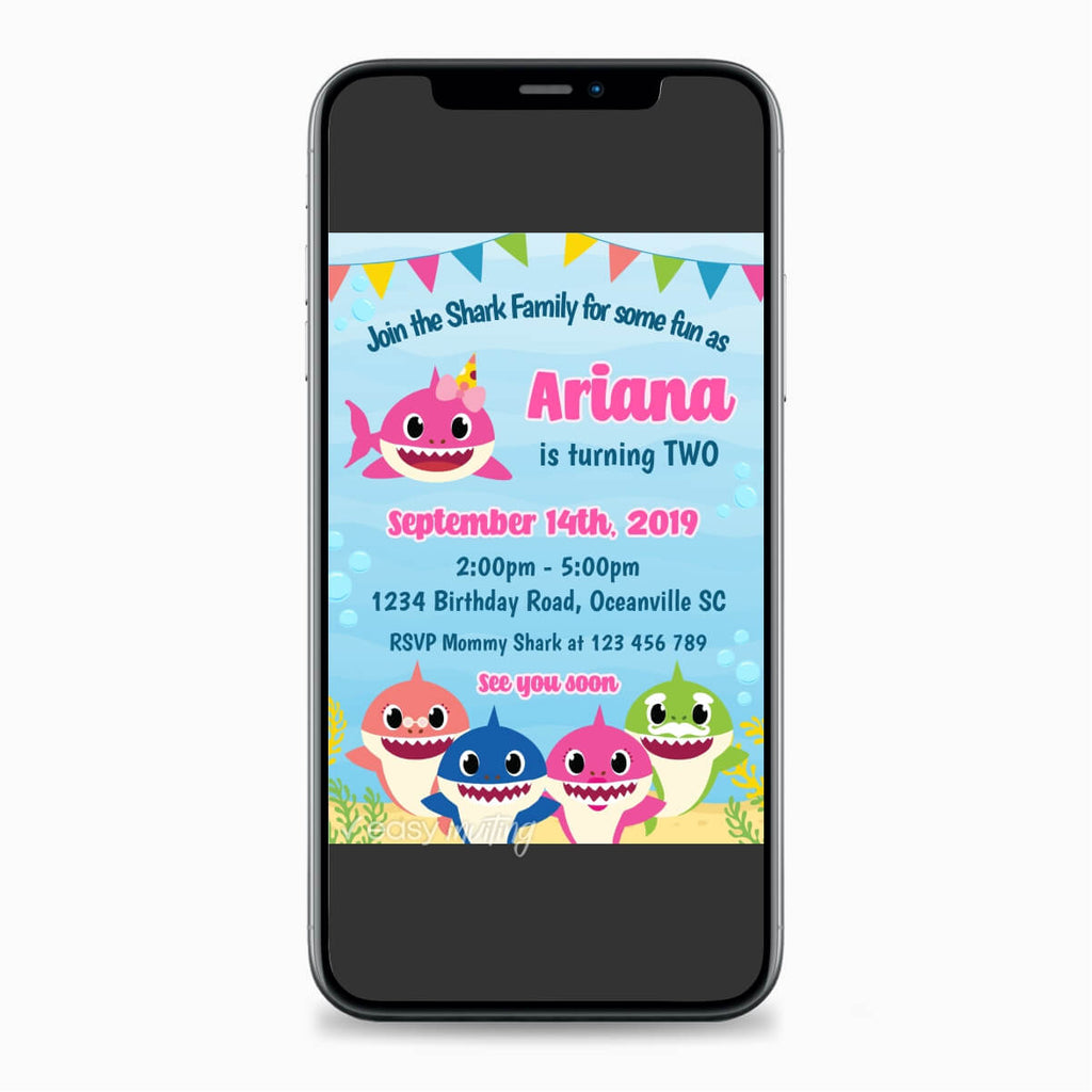 Baby Shark Birthday Invitation for Girls - Print Me Pretty