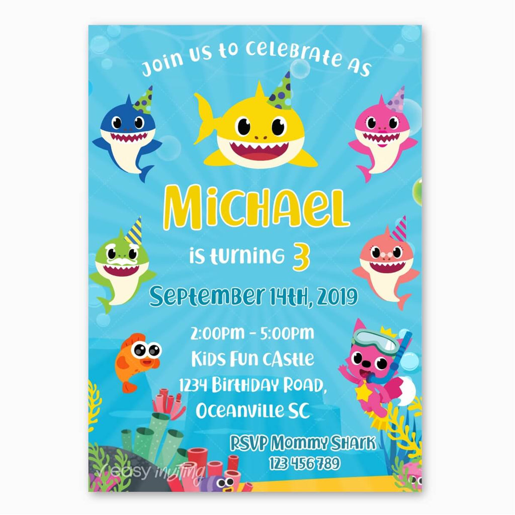 Baby Shark Birthday Invitation - Print Me Pretty