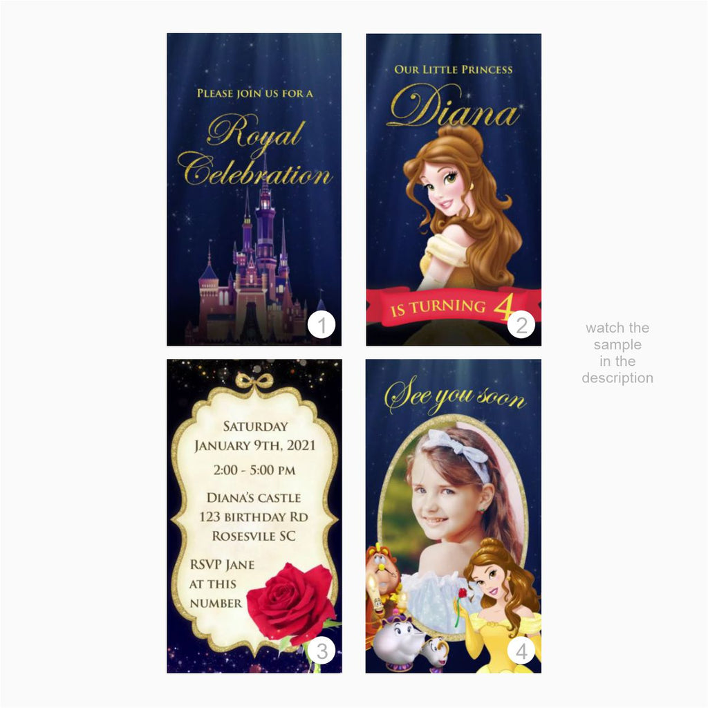 Beauty and the Beast Video Invitation for Birthday - Print Me Pretty