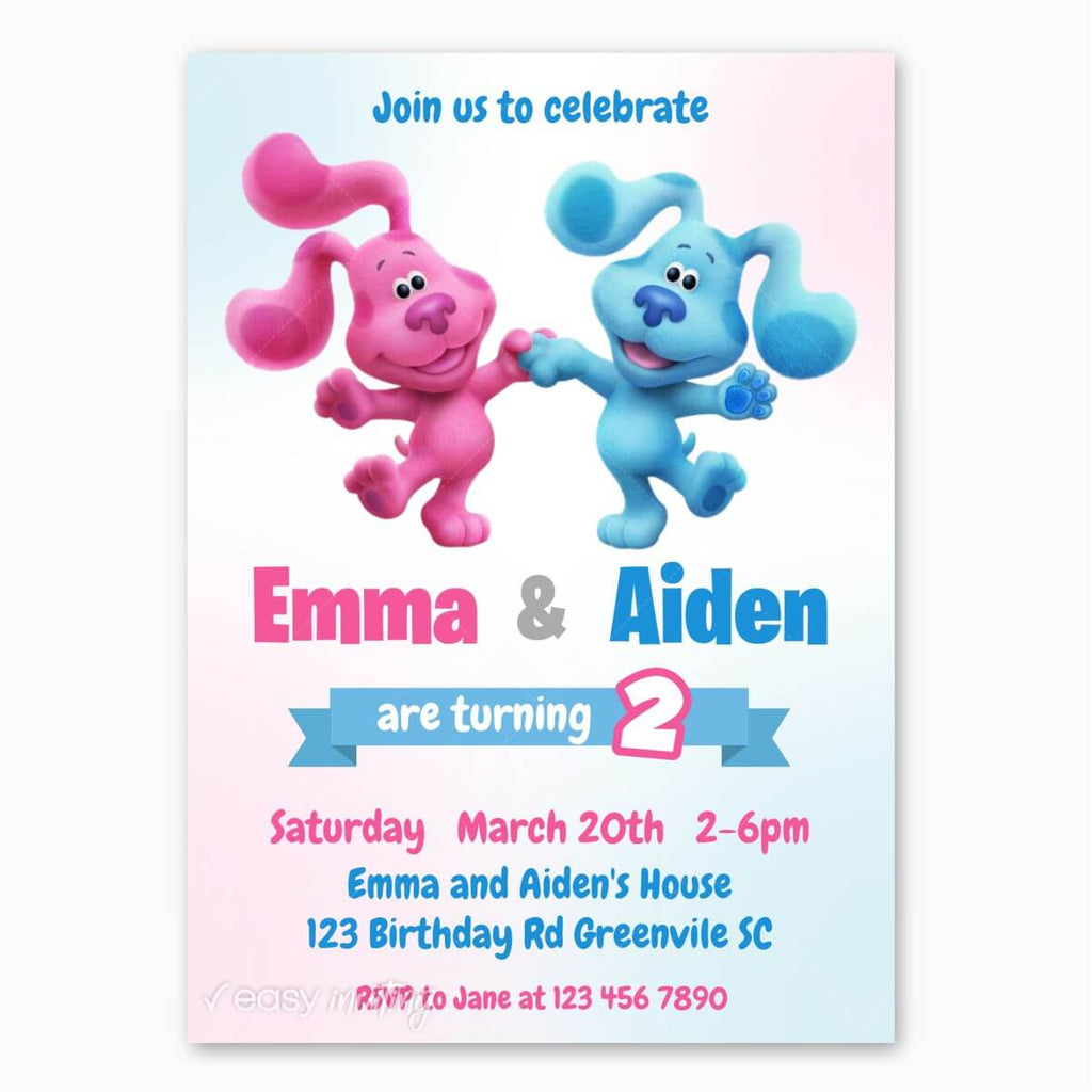 Blue's Clues Birthday Invitation for Twins or Siblings - Print Me Pretty