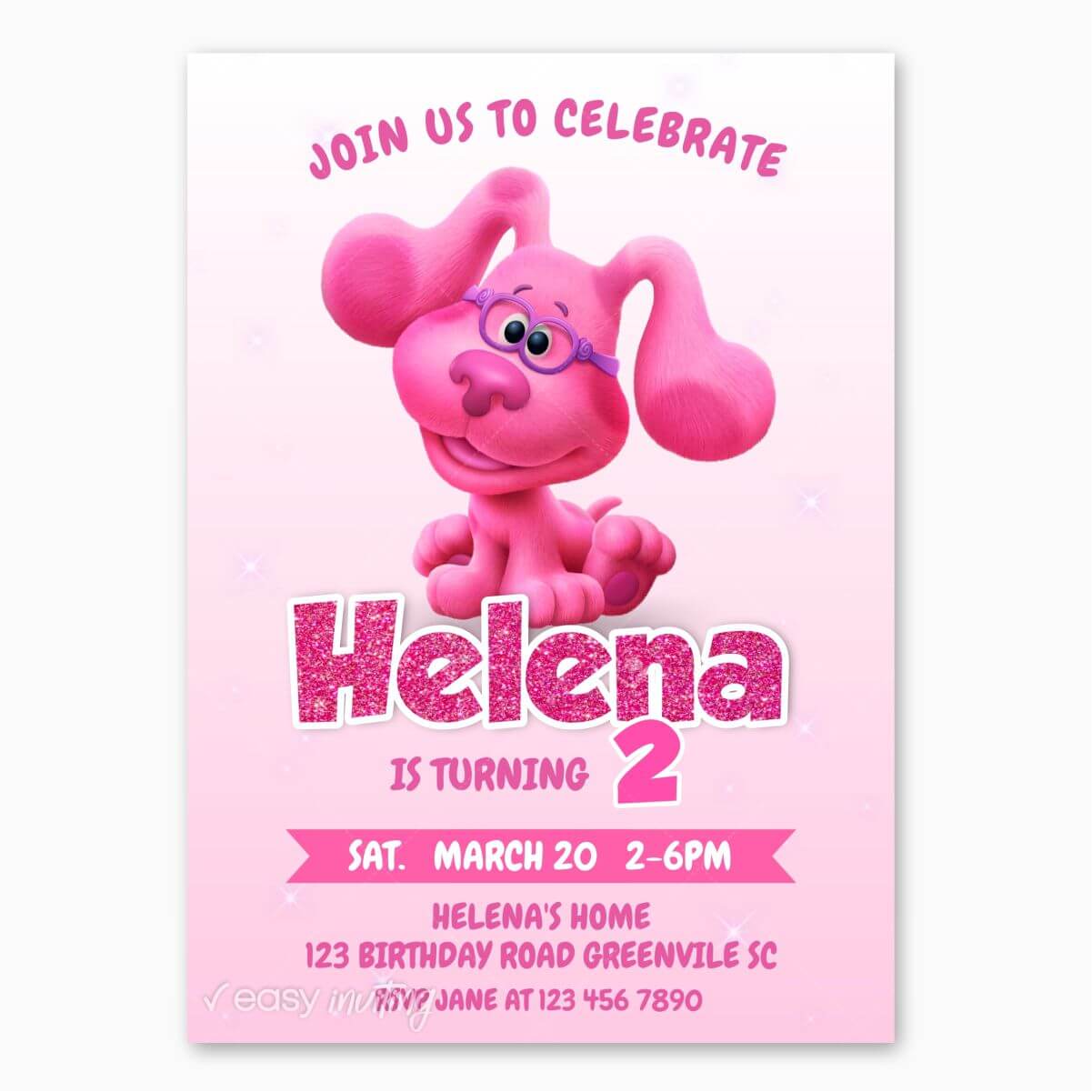 Blue's Clues Magenta Birthday Invitation for Girls – Easy Inviting for Free Printable Blues Clues Birthday Invitations