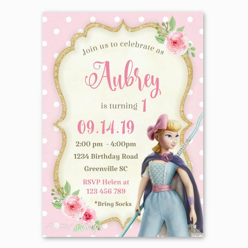 Bo Peep Toy Story Birthday Invitation for Girls - Print Me Pretty