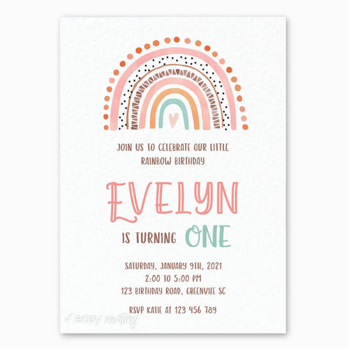 Boho Rainbow Birthday Invitation - Print Me Pretty
