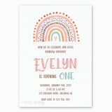 Boho Rainbow Birthday Invitation