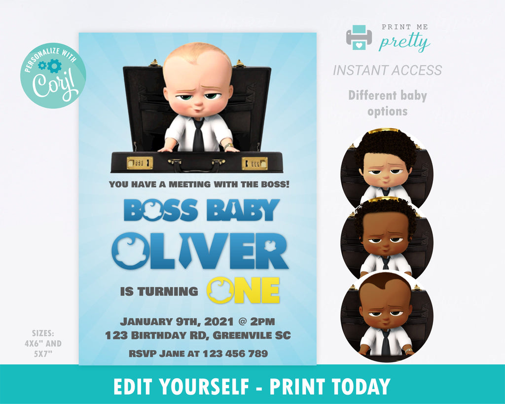 Boss Baby Birthday Invitation for Boys - Print Me Pretty