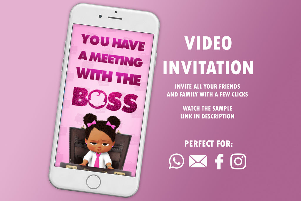 Boss Baby Birthday Invitation Video - Girl - Print Me Pretty