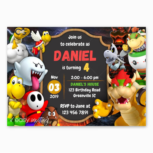 Bowser Birthday Invitation - Print Me Pretty