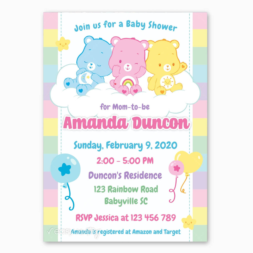 Care Bears Baby Shower Invitation - Print Me Pretty