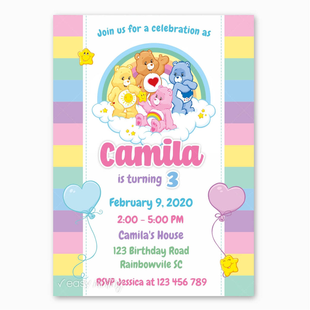 Care bear Birthday Cake Topper Template Printable DIY