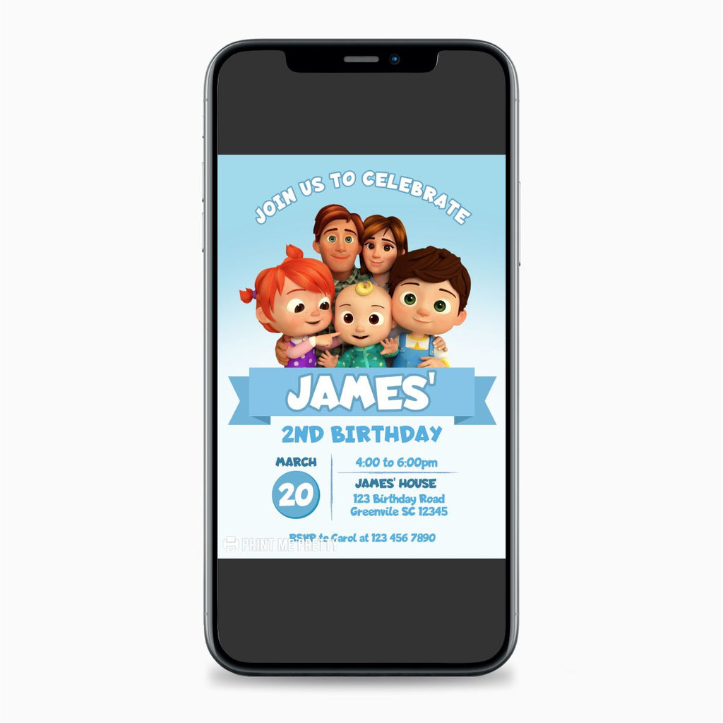 Cocomelon Birthday Invitation for Boys - Print Me Pretty